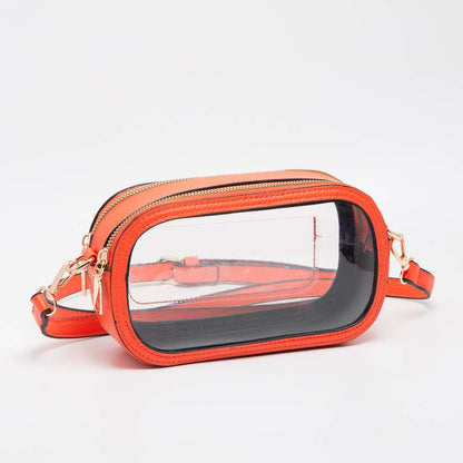 Game Day Stadium Clear Oval Crossbody Bags: White