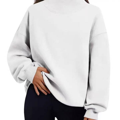 EmberLoom Oversized Mock Neck Top Sweatshirt : Black / Contemporary / L