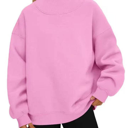 EmberLoom Oversized Mock Neck Top Sweatshirt : Black / Contemporary / L