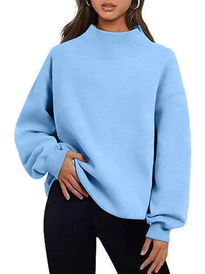 EmberLoom Oversized Mock Neck Top Sweatshirt : Black / Contemporary / L