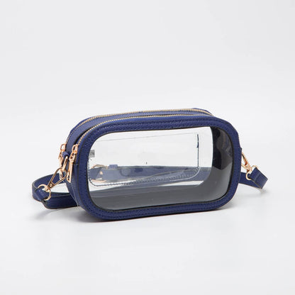 Game Day Stadium Clear Oval Crossbody Bags: White