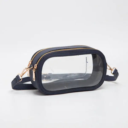Game Day Stadium Clear Oval Crossbody Bags: White