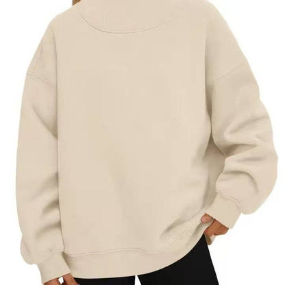 EmberLoom Oversized Mock Neck Top Sweatshirt : Blue / Contemporary / L