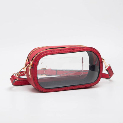 Game Day Stadium Clear Oval Crossbody Bags: White