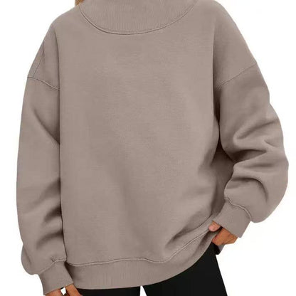 EmberLoom Oversized Mock Neck Top Sweatshirt : Blue / Contemporary / L