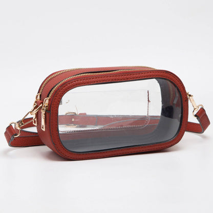 Game Day Stadium Clear Oval Crossbody Bags: White