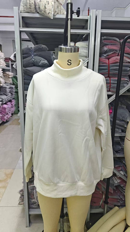 EmberLoom Oversized Mock Neck Top Sweatshirt : Black / Contemporary / L
