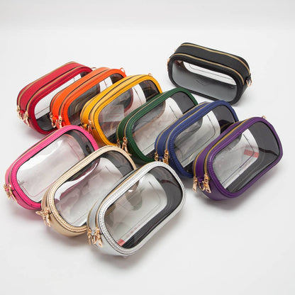 Game Day Stadium Clear Oval Crossbody Bags: White