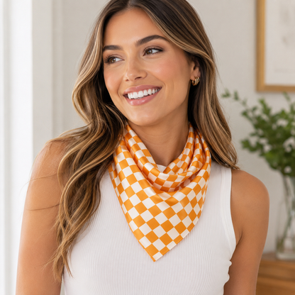 Game Day Checkered Satin Scarf: Blue