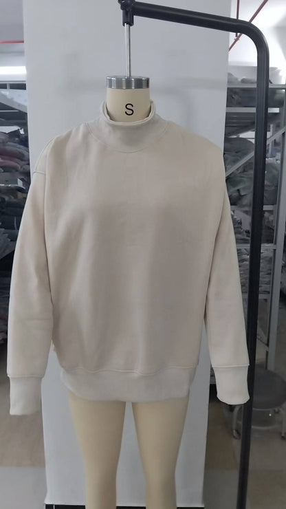 EmberLoom Oversized Mock Neck Top Sweatshirt : Blue / Contemporary / L