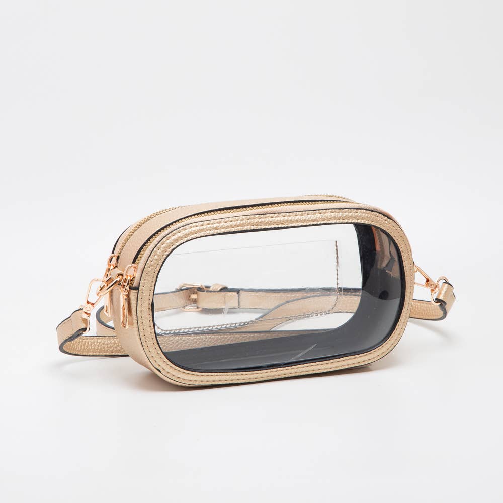 Game Day Stadium Clear Oval Crossbody Bags: White