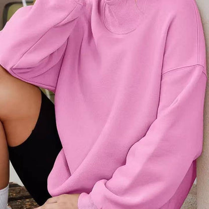 EmberLoom Oversized Mock Neck Top Sweatshirt : Blue / Contemporary / L