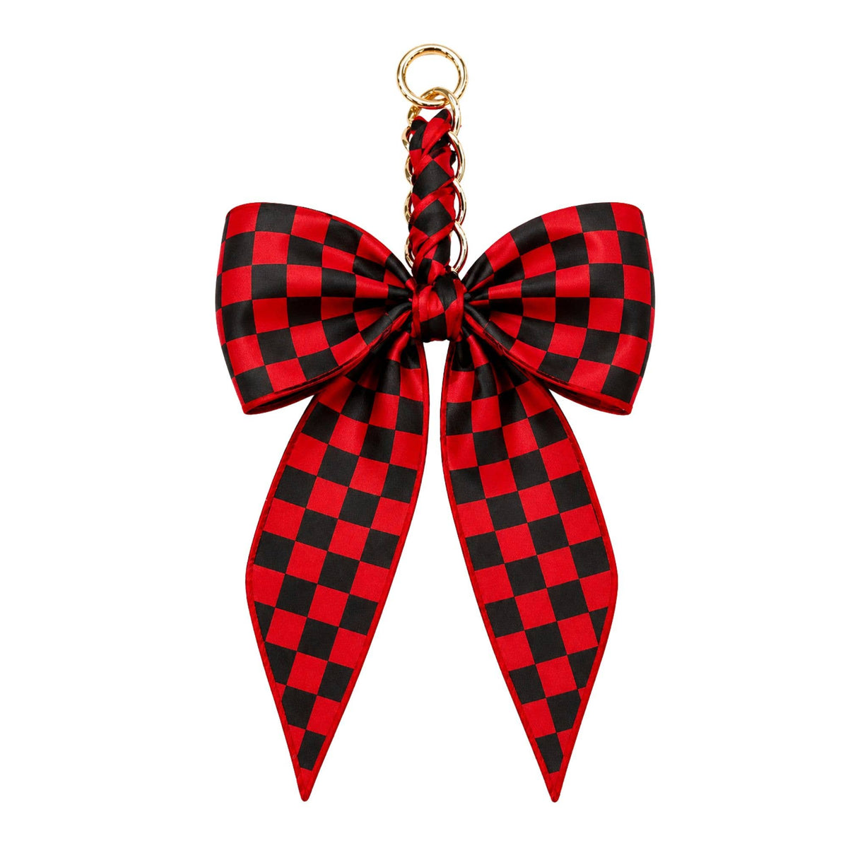 Game Day Checkered Bow Bag Charm: Blue/white