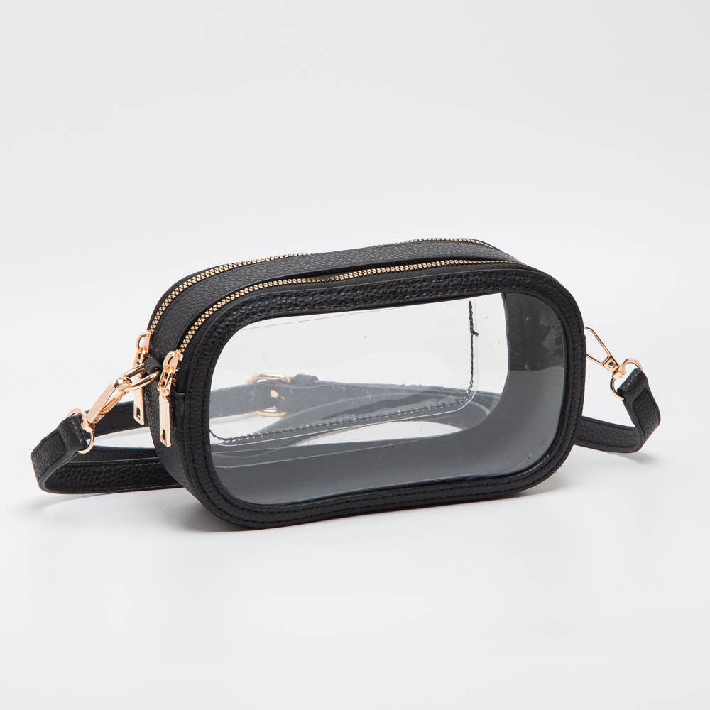 Game Day Stadium Clear Oval Crossbody Bags: White