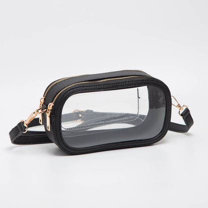 Game Day Stadium Clear Oval Crossbody Bags: White