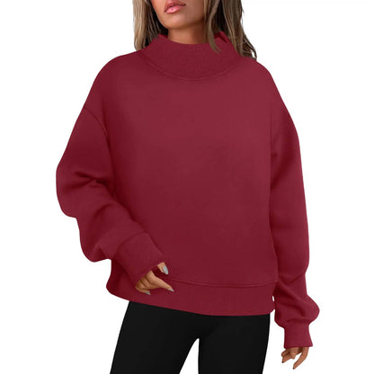 EmberLoom Oversized Mock Neck Top Sweatshirt : Black / Contemporary / L
