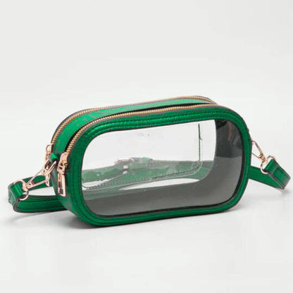 Game Day Stadium Clear Oval Crossbody Bags: White